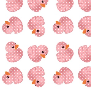 Polka dots pink rubber duckslings 