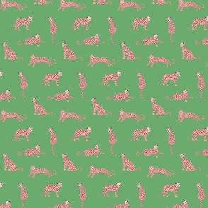 Pink Leopards on Green 1 1/2 inch