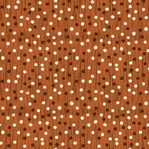 Confetti in White and Brown on textured chestnut background