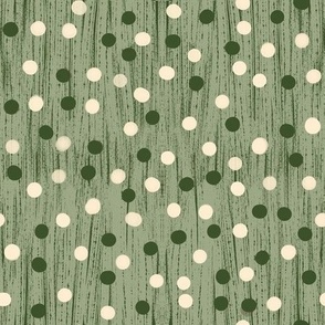 Confetti in White and Green on textured green background