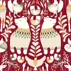 Fair Isle Forest Friends in Christmas Red