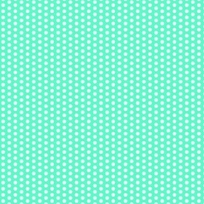 SFGD1HD -  Closely Spaced White Polka Dots on Seafoam Green - 1/4 inch half drop repeat