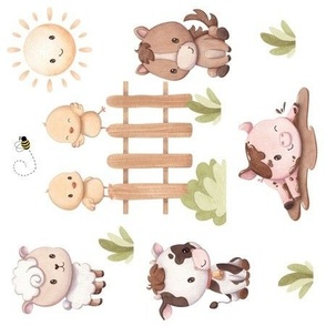 Farm Animals Pigs Baby Nursery Kids Rotated 
