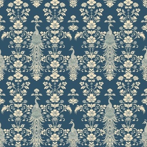 Vintage Peacock Damask Pattern