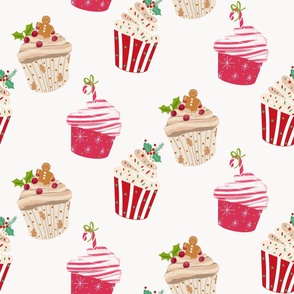 Christmas Holiday Cupcakes with Candy Canes, Gingerbread Man, Sprinkles LARGE