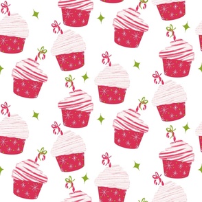 Christmas Holiday Red and White Candy Cane Cupcakes LARGE SCALE