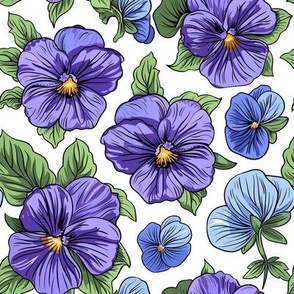Smaller Purple And Blue Pansy Flowers