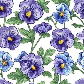 Smaller Pansy Flowers In Blue And Purple