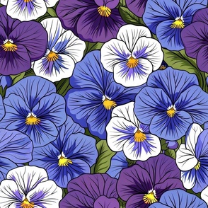 Bigger Pansy Flower Garden Periwinkle Blue Purple And Yellow Gold