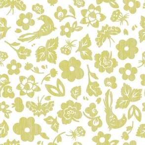 Floral Doodles - Soft Yellow, Medium Scale