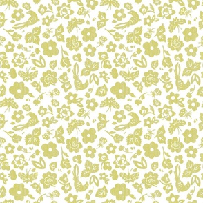 Floral Doodles - Soft Yellow, Small Scale