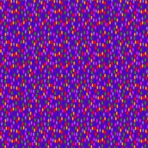 Tiny Oval Multi Colored Dots, on Purple, with Blue Red Blue Orange Green Lilac Pink Spots