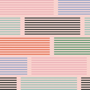 (L) - Modern pink abstract geometric striped hoizontal rectangles