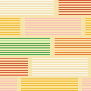 (L) - Summer modern warm yellow abstract geometric striped rectangles