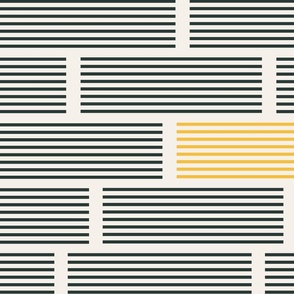 (L) - Modern black and yellow on white abstract geometric striped design