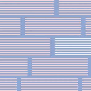 (L) - Modern pastel pink and blue on white abstract geometric striped design