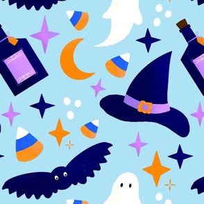Blue Halloween witch - large print