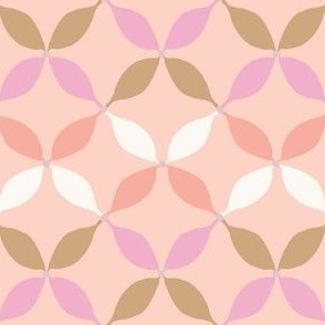 Garden party leafy geometric in deep peach, pink, cream on pale peach