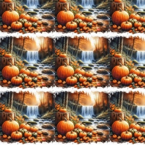 AI Pumpkins and a waterfall