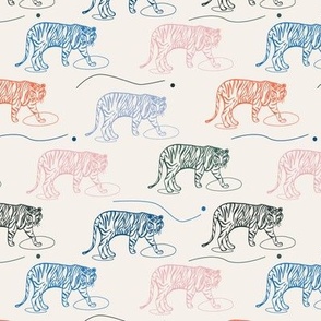(S) - Tiger trek - modern colorful jungle tigers for kids bedroom, playrooms and baby and kids clothing 
