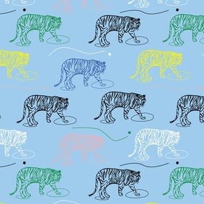 (S) - Tiger trek - animal print, jungle tigers for kids bedroom, playrooms and baby and kids clothing 