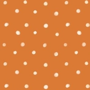White Polka Dots On Orange 4x4 Nursery Polka Holiday Earth Tone Neutral Rustic