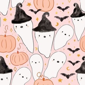 Halloween Cute Witch Ghosts 8x8 Kids Fall Halloween Bats Pumpkins Ghouls