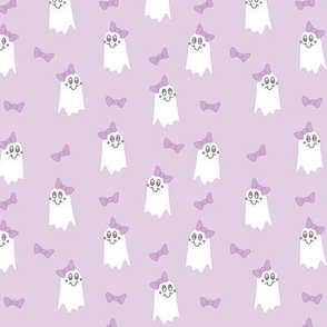 055 - Small scale lavender mauve purple Sweet Girl Ghost With Hair Bow for Halloween decor, wallpaper and nursery accessories