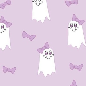055 - Large scale lavender mauve purple Sweet Girl Ghost With Hair Bow for Halloween decor, wallpaper and nursery accessories