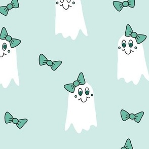 055 - Large scale mint aqua green Sweet Girl Ghost With Hair Bow for Halloween decor, wallpaper and nursery accessories