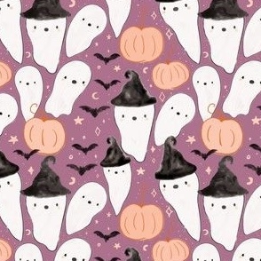 Halloween Cute Witch Ghosts 4x4 Kids Fall Halloween Bats Pumpkins Ghouls