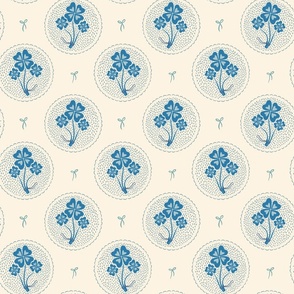 Audrey's Lucky Clovers | Blue on Cream | 12