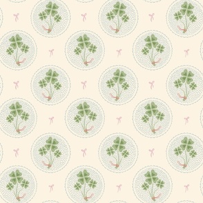 Audrey's Lucky Clovers | Green and Light blue on Cream | 12