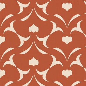 L| Elegant rust brown slight Textured Abstract Spade-Shaped motif on Beige