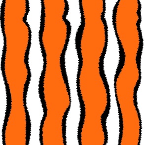 Clownfish skin texture in bright orange reddish black and white- vertical wonky fuzzy stripes-Horizontal stripes are also available in my shop