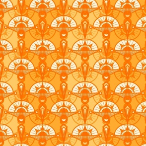 fashionable yellow, orange, geometric art deco pattern 