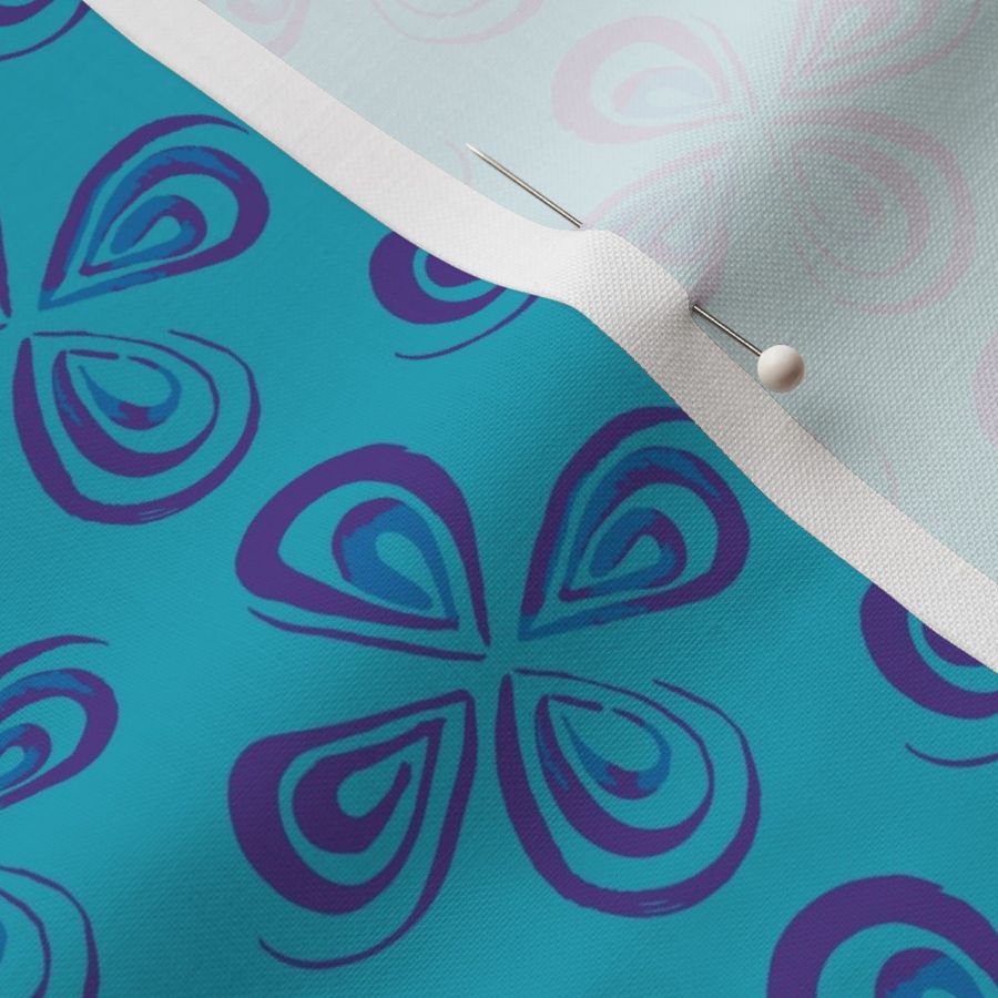 Shamrock Abstract Turkoise Purple Halfdrop