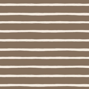 Horizontal hand-drawn stripes in coffee brown (M)