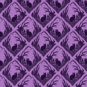 Haunted Cottagecore Cats in Purple