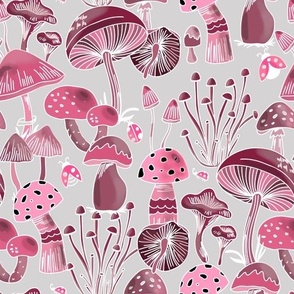 Mushrooms Collection - Dusty Pink & gray - S 