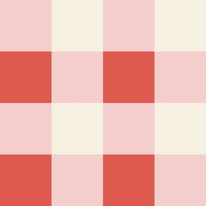 Kitschy-retro-vintage-daydream-pink-beige-coral-red-ginham-checked-pattern-XL-jumbo-wallpaper