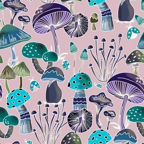 Mushrooms Collection - Green & Purple - S 