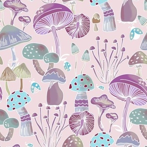 Mushrooms Collection - Purple Pastels - S