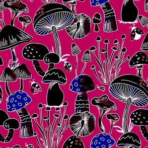 Mushrooms Collection - Pink & Black - S 