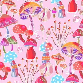 Mushrooms Collection - Pink & Red - S 