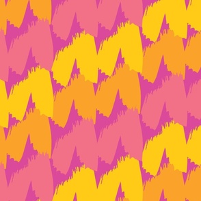 Diagonial Brushstroke Chervons in yellow, orange and pink solid