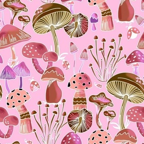 Mushrooms Collection - Pink Pastel - S 