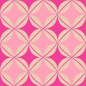 circles leaves hot pink cream and pink - fun geometric by Cecca Designs