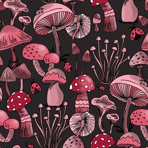 Mushrooms Collection - Dark Red - S 