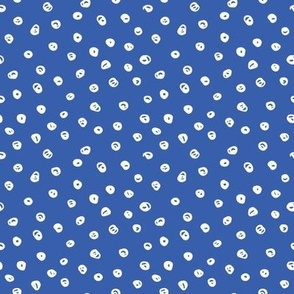 (S) White spotty dots on marina blue solid